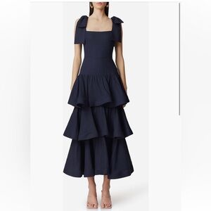 Kara Tiered Maxi Dress in Navy